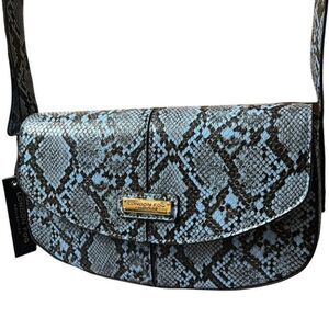 London Fog Purse Women’s Blue Astor Python Shoulder‎ Bag Vegan Snake Skin Fall